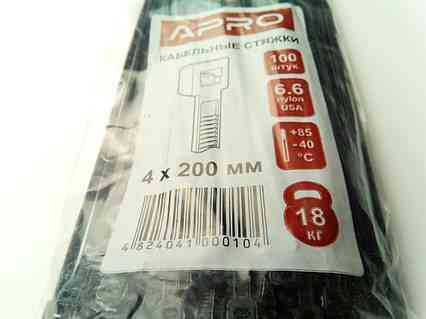 Хомут пластиковий 4*200 мм чорний, 100 шт Харків