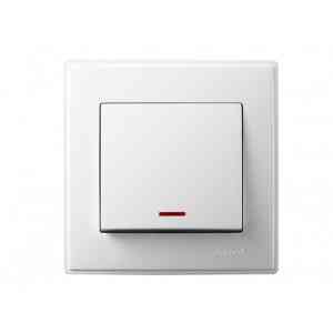 LESYA білий Вимикач внутрішній 1кл з підсвічуванням Лезард Житомир