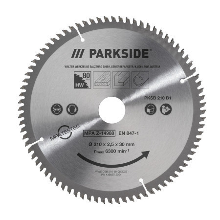 Полотно для дисковой пилы Parkside PKSB 210 B1 с 80 зубьями (210х2,5х30 мм) Германия Полтава - изображение 1