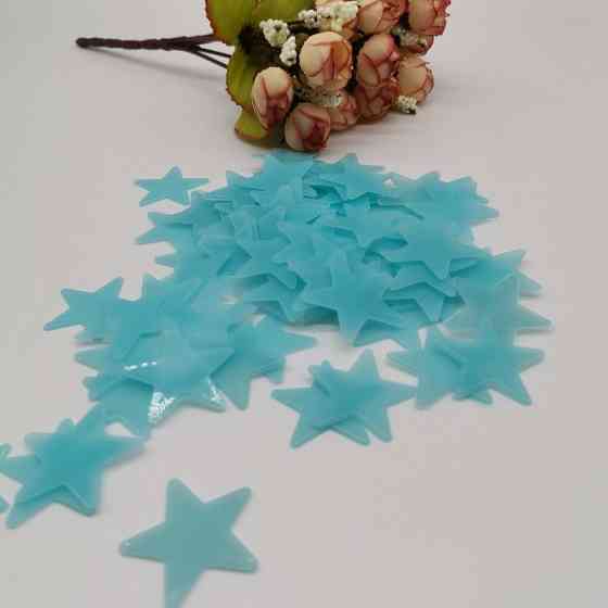 Люминесцентные звездочки 95 штук 3 см голубой Киев