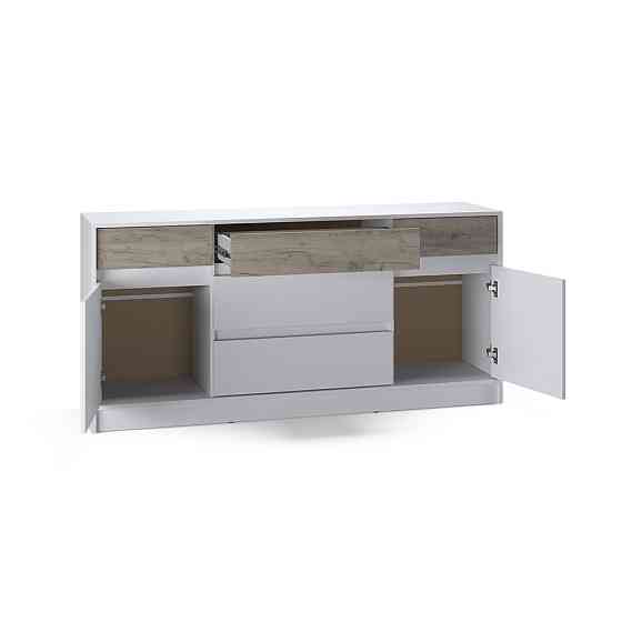 Большой комод с дверью и ящиками Эверест Стайл-1600 160,2х39х75,4 см Нимфея Альба (белый)/Дуб Крафт серый (DTM-071157) Львов