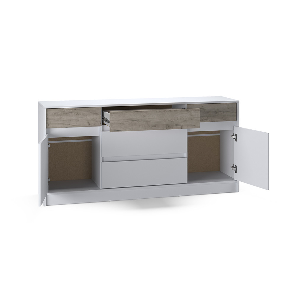 Большой комод с дверью и ящиками Эверест Стайл-1600 160,2х39х75,4 см Нимфея Альба (белый)/Дуб Крафт серый (DTM-071157) Львов - изображение 3