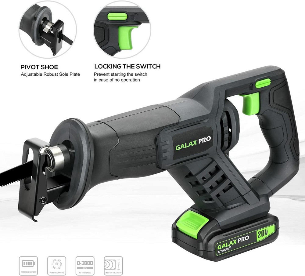 Набір акумуляторного інструменту GALAX PRO 20V: шуруповерт і шабельна пила, Li-Ion 1.3Ah, 20 Нм, пошкоджена коробка Київ - фото 11
