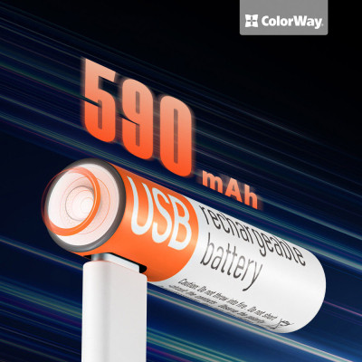 Аккумулятор ColorWay AAА USB-С 590 mAh 1.5V (2шт) (Li-Polymer) (CW-UBAAA-09) Винница - изображение 10