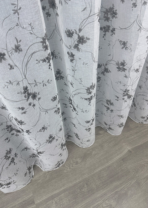 Тюль VR-Textil 1535т Flora Батист Білий з сірим 300х270 см (42-0443) Київ - фото 8
