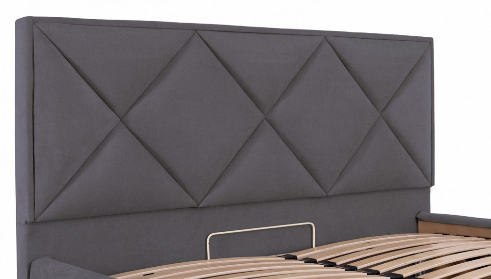 Ліжко Двоспальне Leeds VIP 160 х 200 см Місті Dark Grey З додатковою металевою цільнозварною рамою Темно-сірий Київ - фото 11