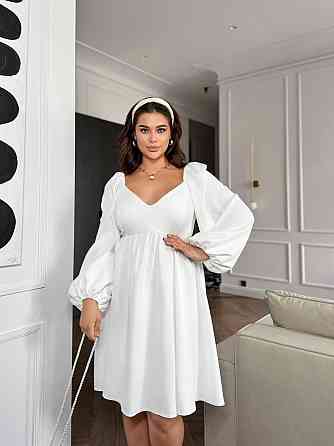 Женское романтическое платье батал с декольте плотная костюмка Белый, 58/60 Одесса