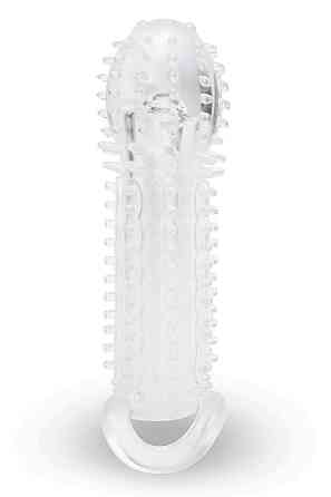 Насадка на пенис с рельефом Size-Up с 3 кольцами, прозрачная, 15.5 см Sex Aura Киев