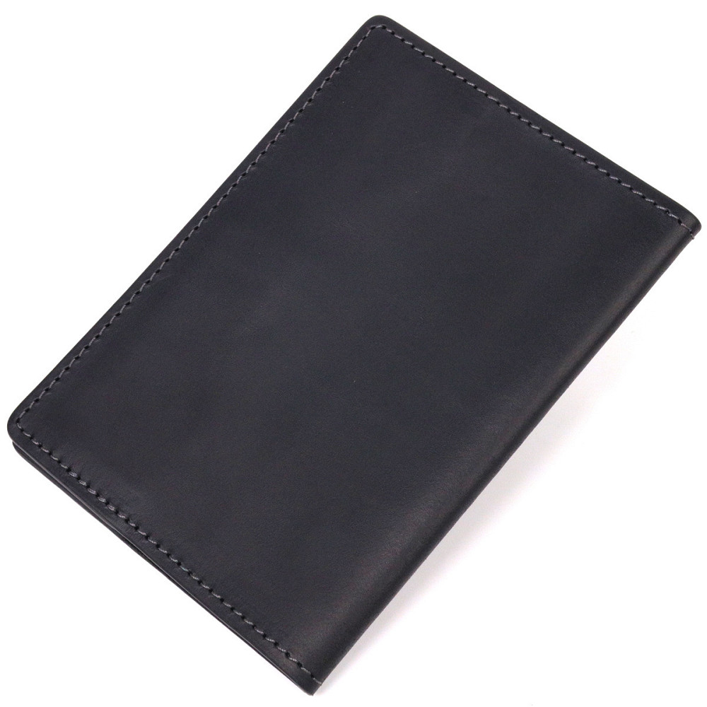 Надійна обкладинка на паспорт у вінтажній шкірі Слава ЗСУ GRANDE PELLE 16724 Чорна Київ - фото 2