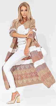 Ажурний кардиган із кишенями в смужку (48-52) Київ