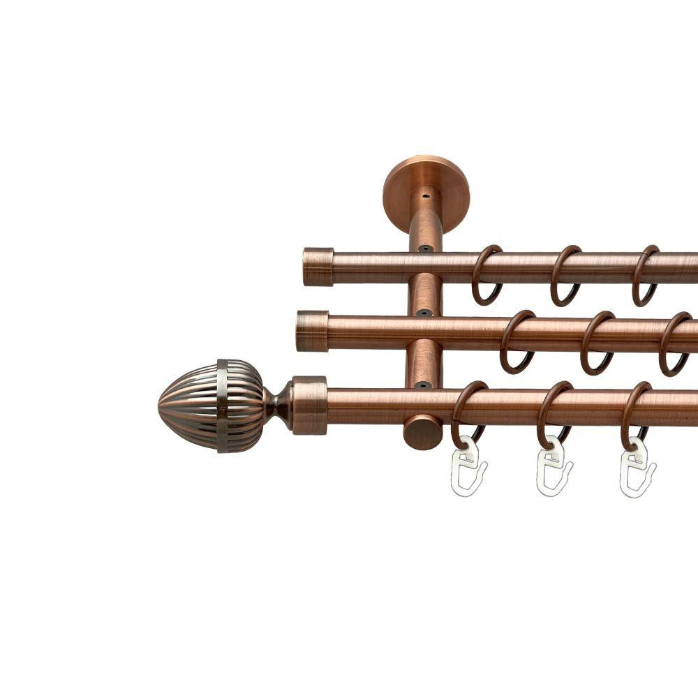 Карниз Orvit Одеон металевий трирядний циліндр (20 см) гладка труба кільце металеве Мідь 16\16\16 мм 200 см (00-00020430) Львів - фото 1