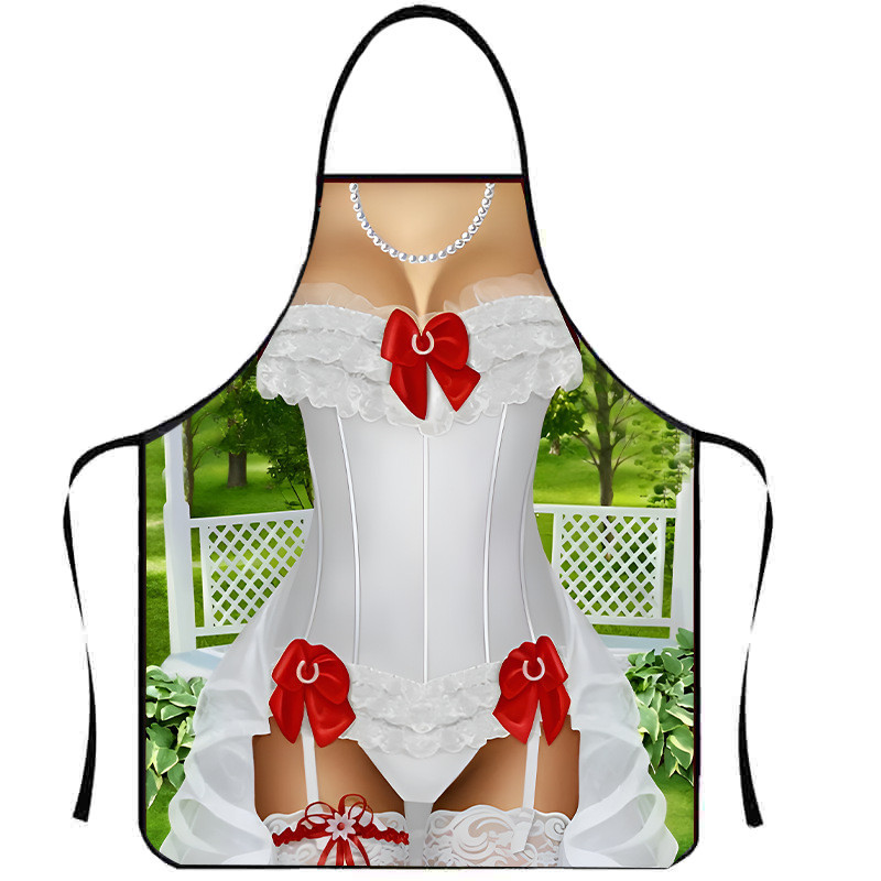 Фартух з приколом дівчина у весільній сукні 75 на 55 см різнобарвний Київ - фото 1