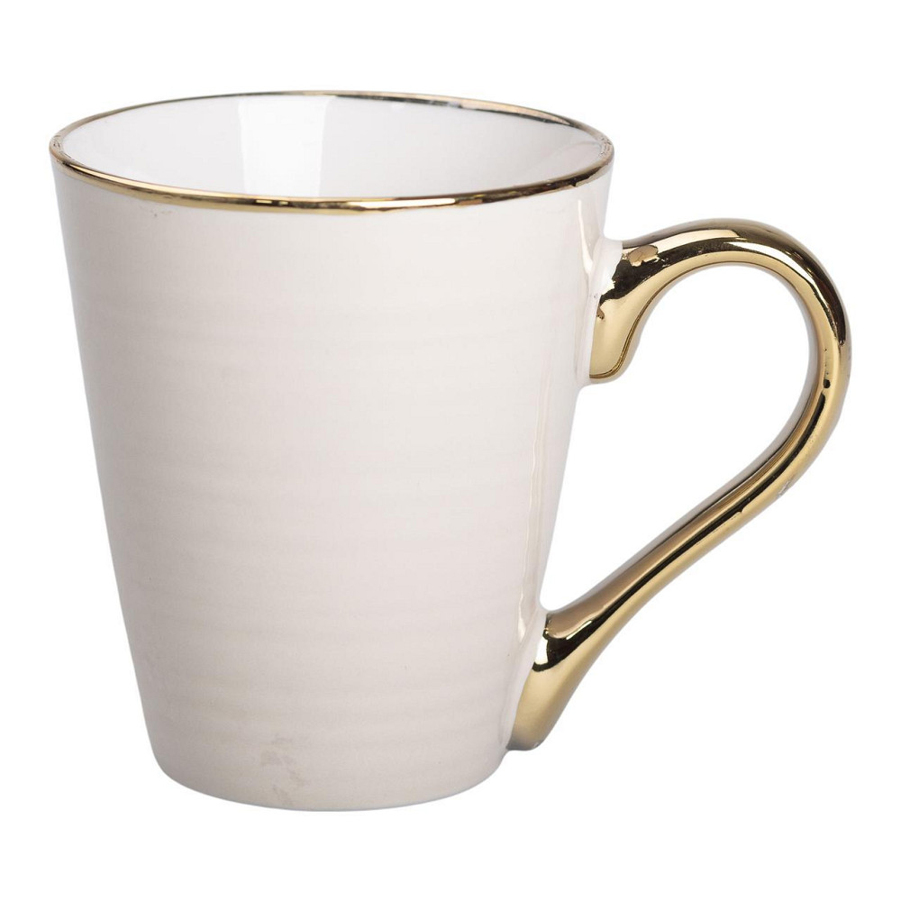 Чашка порцелянова із золотим обідком та позолоченою ручкою 320 (мл) Бежева RX-N240624BE Київ - фото 1