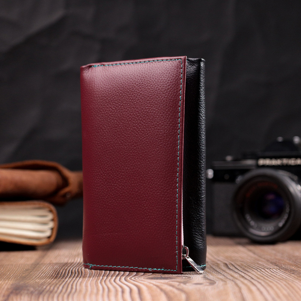 Вместительный кожаный кошелек в три сложения для женщин ST Leather 19444 Разноцветный Киев - изображение 2