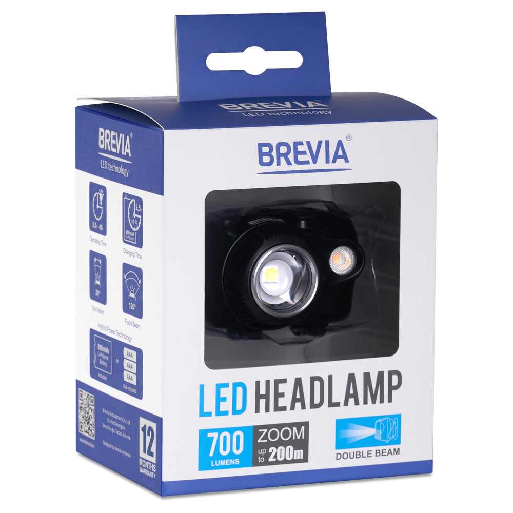 Ліхтар налобний Brevia 700Lm, Focus Control, 800mAh/3xAAA, IP64 білий/теплий білий Львів - фото 10