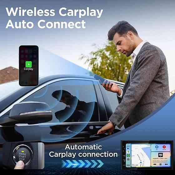 Бездротовий адаптер CarPlay для iPhone, перетворення дротового Карплей для авто, з Wi-Fi 5 ГГц, Bluetooth, USB-A USB-C чорний Київ