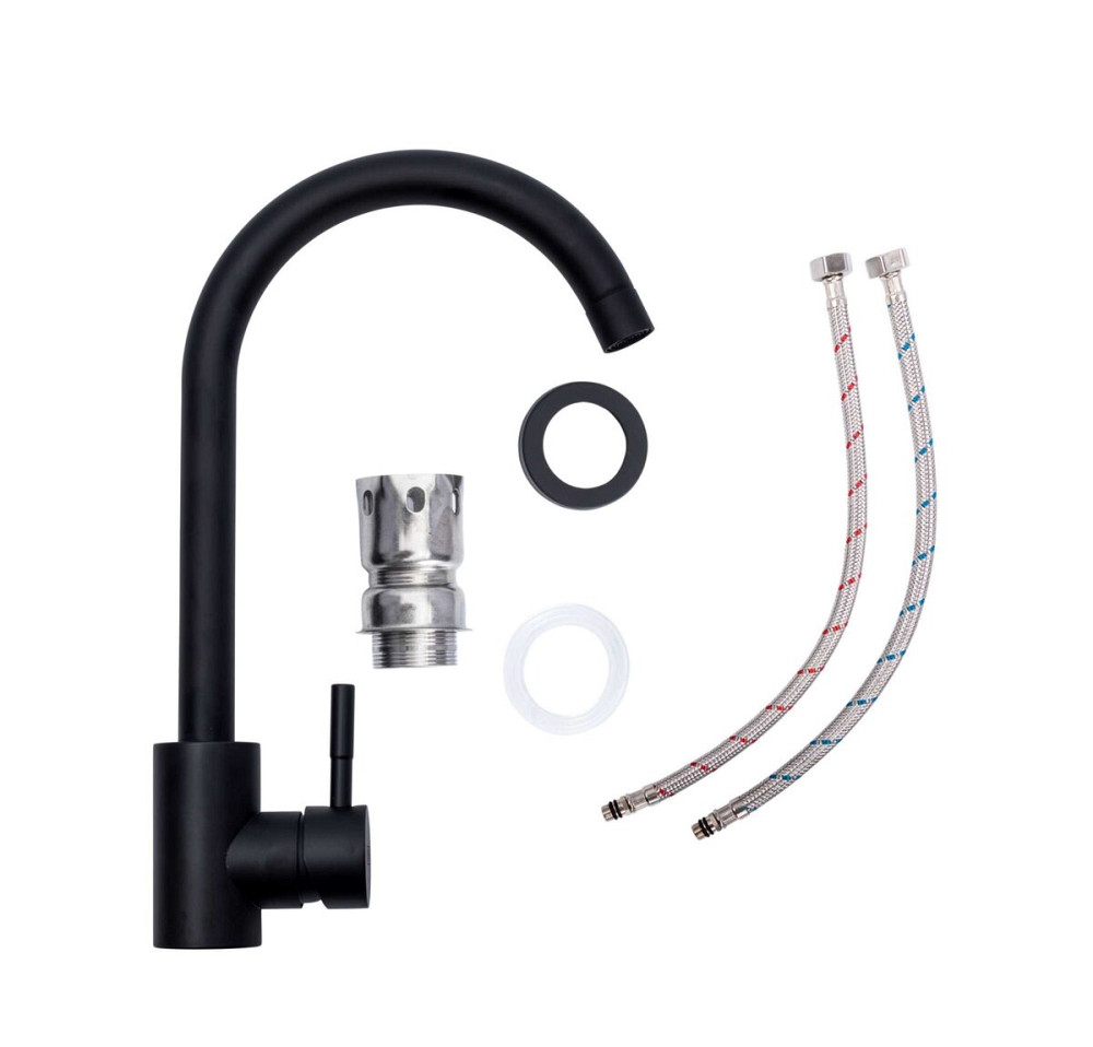 VALESO Комплект: Мийка Aria 5851 чорна + Змішувач BG76 чорний + Сифон 1041 Київ - фото 5