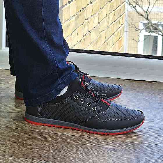 Мужские Мокасины Летние Черные Туфли Сеточка Перфорированный в дырочку (размеры: 40,41,42,43,44,45)- 218-2 Днепр