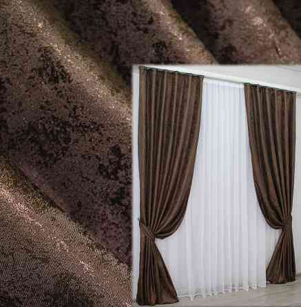 Шторна тканина жакард, колекція "Мармур Al1" колір коричневий 436ш Київ