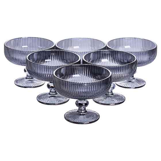 Yiwu Набір креманок на ніжці 6 шт 400 (мл) скляні креманки для морозива, фруктів, десертів Сіри Коломыя