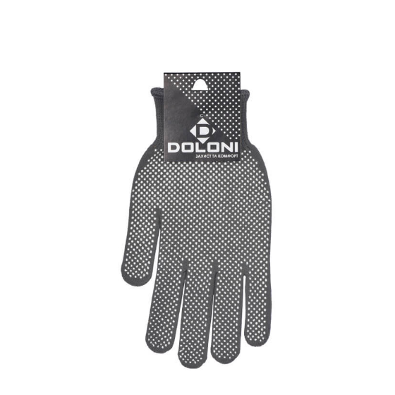 Рукавички 4413 трикотаж з мікрокрапкою ПВХ р.10(XL) клас 13 сірий ДКГ Житомир