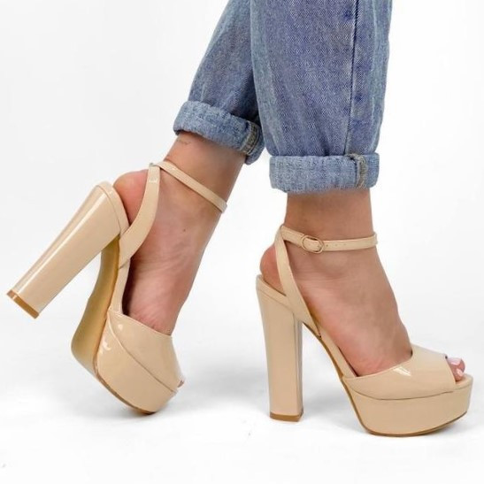 Жіночі Бежеві Босоніжки на Каблуку Лакові Модельні (розміри: 36,37,38,39) - 25 Дніпро - фото 1