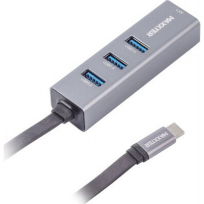 Концентратор Maxxter Type-C to Gigabit Ethernet, 3 Ports USB 3.0 (NECH-3P-02) Вінниця - фото 2