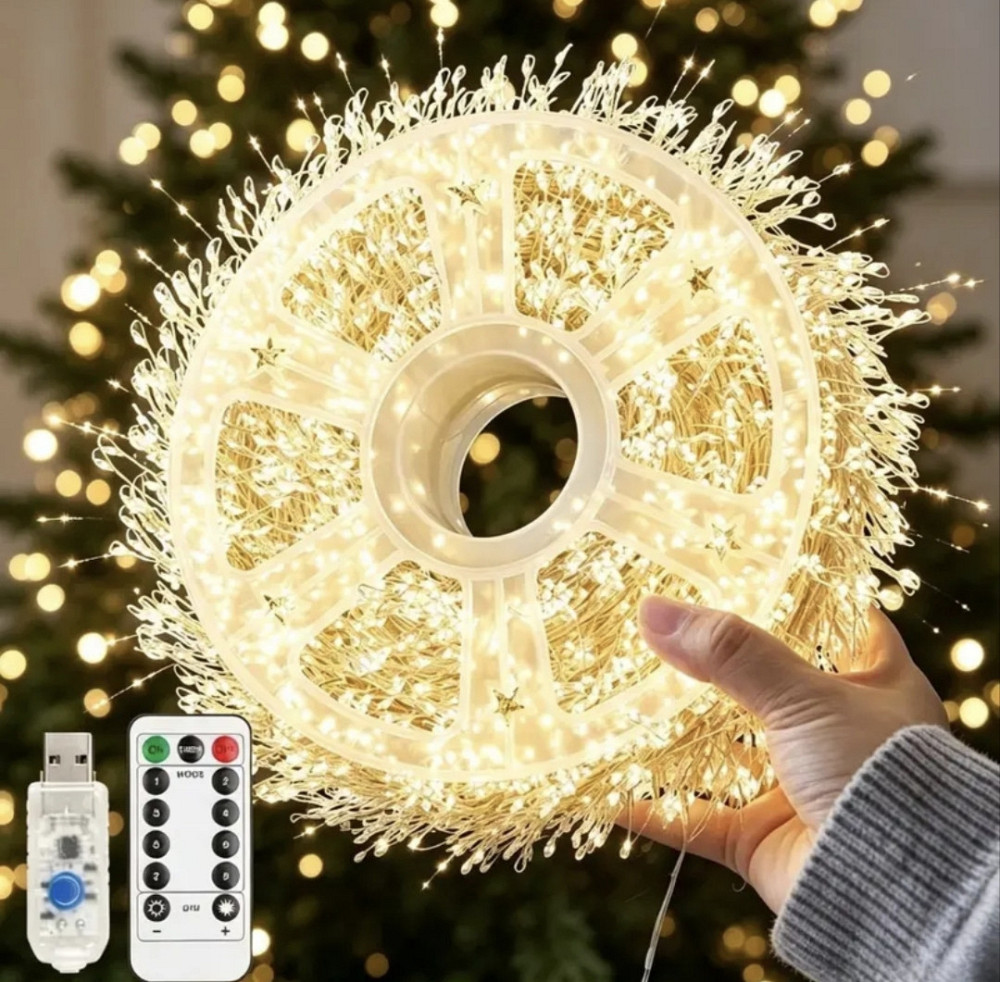 Гірлянда-бахрома 30 м 1000 led з usb і пультом керування Теплий білий (0926) Сміла - фото 7
