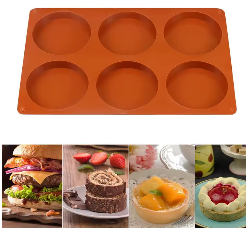 Силиконовая форма для десертов и выпечки, на 6 изделий, круглая Ø10 см, высота 2 см, многоразовая Одесса - изображение 1