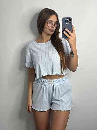 Женский трикотажный комплект для дома Голубой M-L Харьков