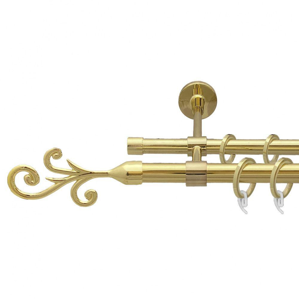 Карниз Orvit Фала металевий дворядний закритий гладка труба кільце фасонне металеве  Золото 19\16 мм 300 см (00-00009397) Львів - фото 1