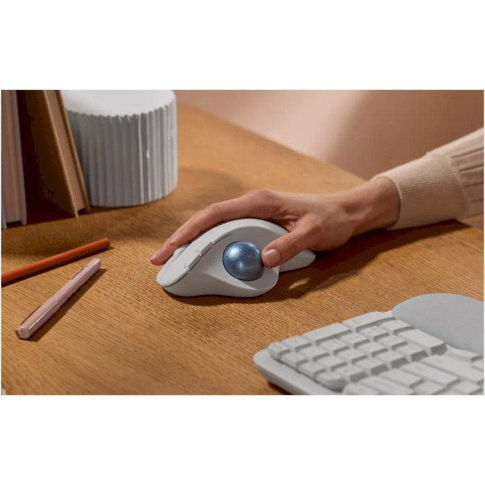 Миша бездротова Logitech Ergo M575S Off-White + Blue Ball (910-007030) Білий Харьков - изображение 7