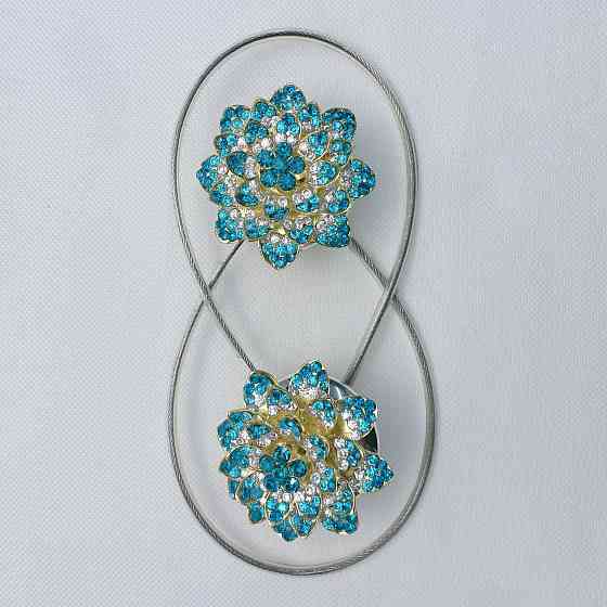 Магніти для штор та гардин "Flowers" набір 2 шт Бірюзовий з золотистим (81-202) Київ