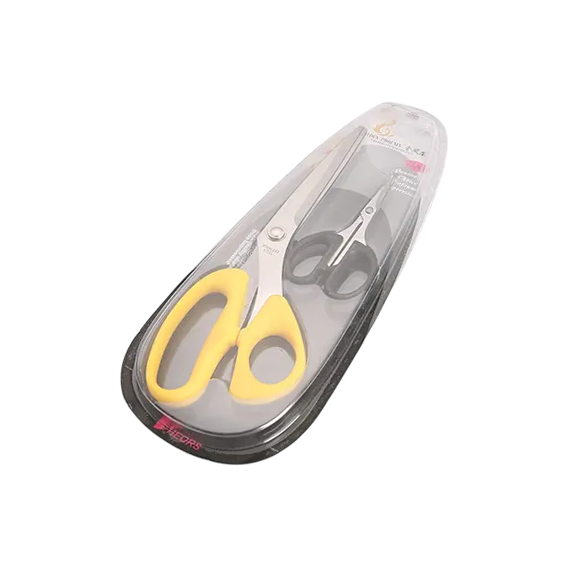 Ножницы портновские из нержавеющей стали с пластиковой ручкой для шитья, набор ножниц 2в1, желтого цвета Каменец-Подольский - изображение 1