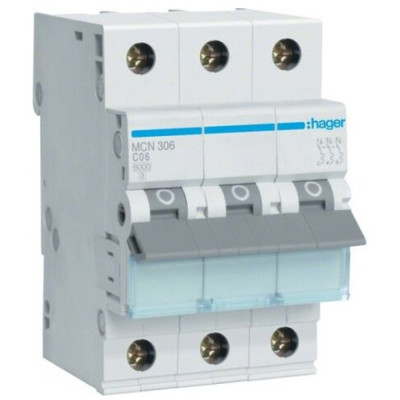 Автоматический выключатель Hager 3-п. C 6A (6kA) 3M (B) (MCN306) Винница - изображение 1