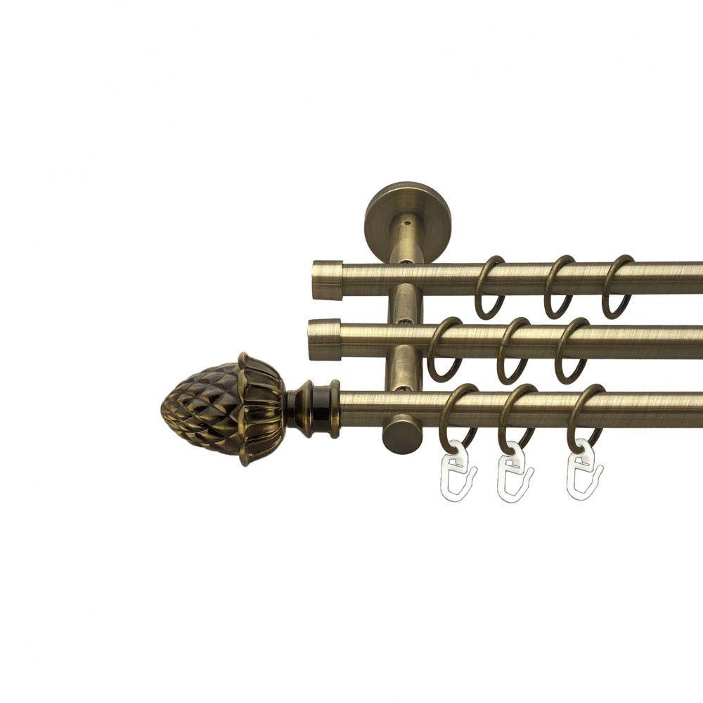 Карниз Orvit Цинара металевий трирядний циліндр (20 см) гладка труба кільце металеве Антик 16\16\16 мм 160 см (00-00015821) Львів - фото 1