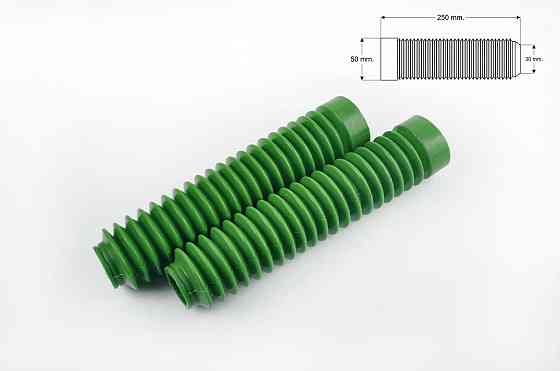 Гофры передней вилки (пара) универсальные L-25 см, d-3 см, D-5 см (зеленые) Мукачево