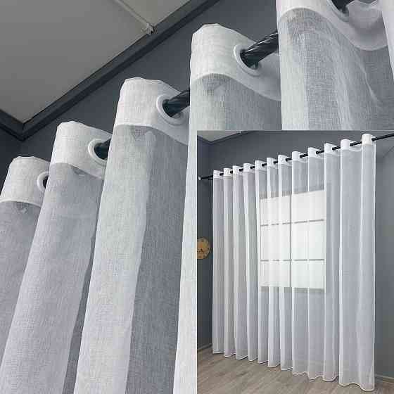 Тюль на люверсах VR-Textil 1276т Микро-лен однотонный Белый 400х270 см (47-013) Киев