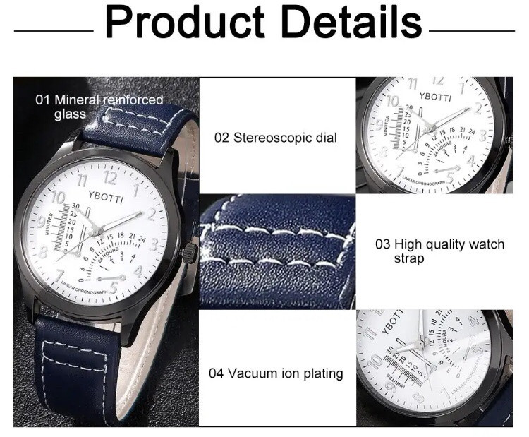 Подарочный набор для мужчин: наручные часы с 4 ориг. браслетами- диам 4см, длин 24см, шир рем 2см, без коробки Киев - изображение 8