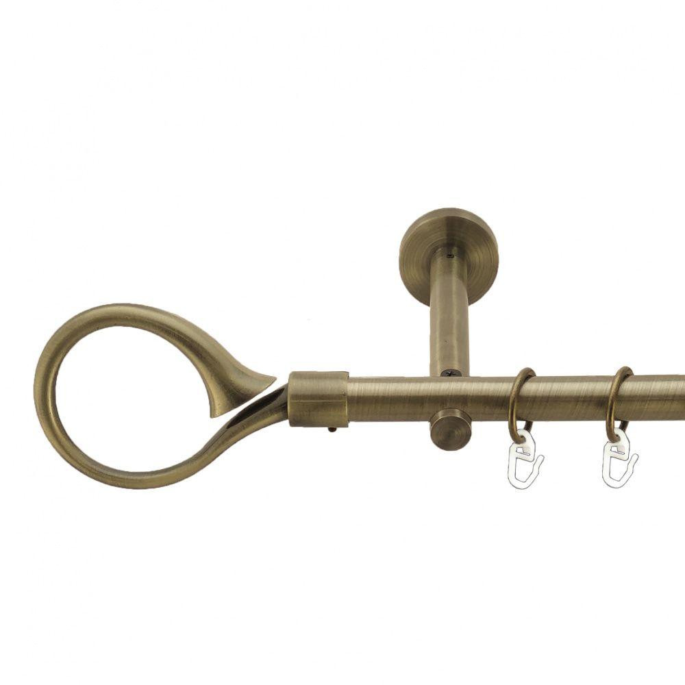 Карниз Orvit Скіпта металевий однорядний циліндр+профіль (16 см) гладка труба кільце металеве Антик 19 мм 160 см (3999056) Львів - фото 1