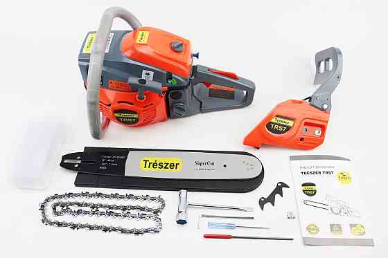Бензопила TRESZER TRS7 52cc (3,8кВт. шина 16", ланцюг 325-1,5-64зв. квад. зуб) з підкачуванням, плавний пуск Київ