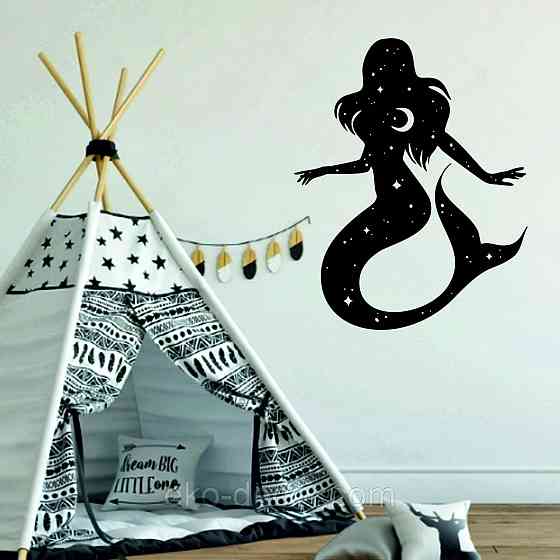 Декоративное настенное 3D Панно «Русалочка» Декор на стену с объемом 90*72 см, Черный Киев