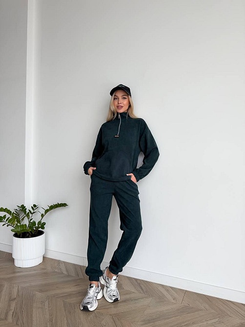 Женский стильный повседневный костюм двойка трикотажный ольвет Зеленый, 46/48 Одесса - изображение 3