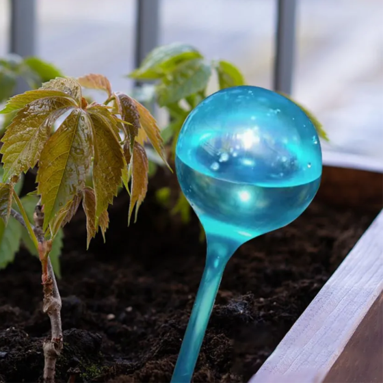 Колба для автоматического полива | Вазон в виде шара для сада, 4шт, капельный полив для растений, 5×13см синий Каменец-Подольский