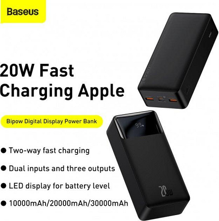 Внешнее зарядное устройство Baseus Bipow Digital Display 30000mAh 20W PPDML-N01 Черный Винница - изображение 11