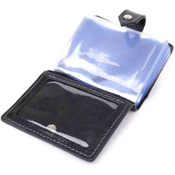 Визитница унисекс из натуральной гладкой кожи GRANDE PELLE 22941 Черная Киев