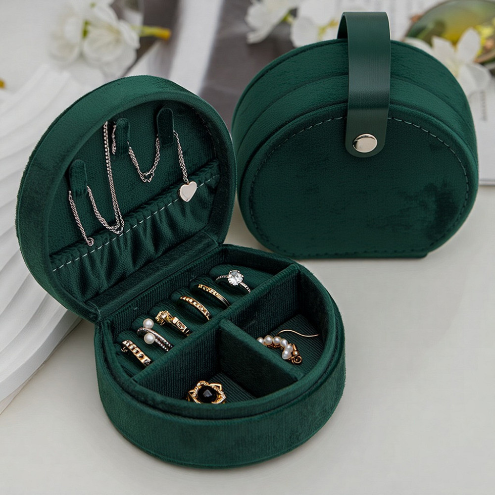 Скринька для прикрас футляр для зберігання коштовностей і аксесуарів футляр 10х9х5 см оксамит, зелений Кам'янець-Подільський - фото 3