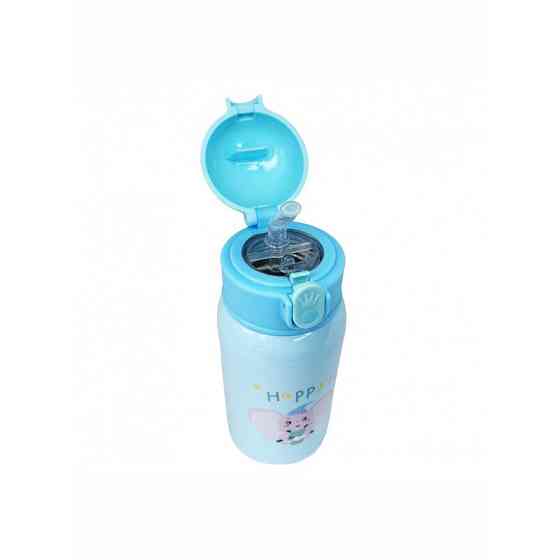 Термос-поїльник з силіконовою трубочкою MGZ-0318(Blue) чашкою, в чохлі з ремінцем, 550 мл Вінниця