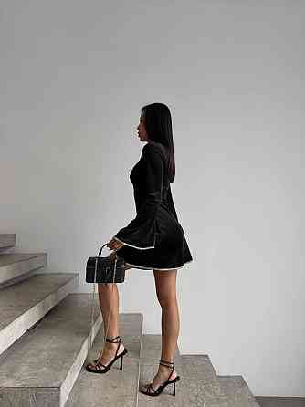 Стильное женское платье  с v-вырезом турецкий велюр Черный, 44/46 Одесса