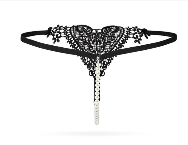 Еротичні труси чорні з перлами - розмір універсальний, (на резинці) Київ - фото 2